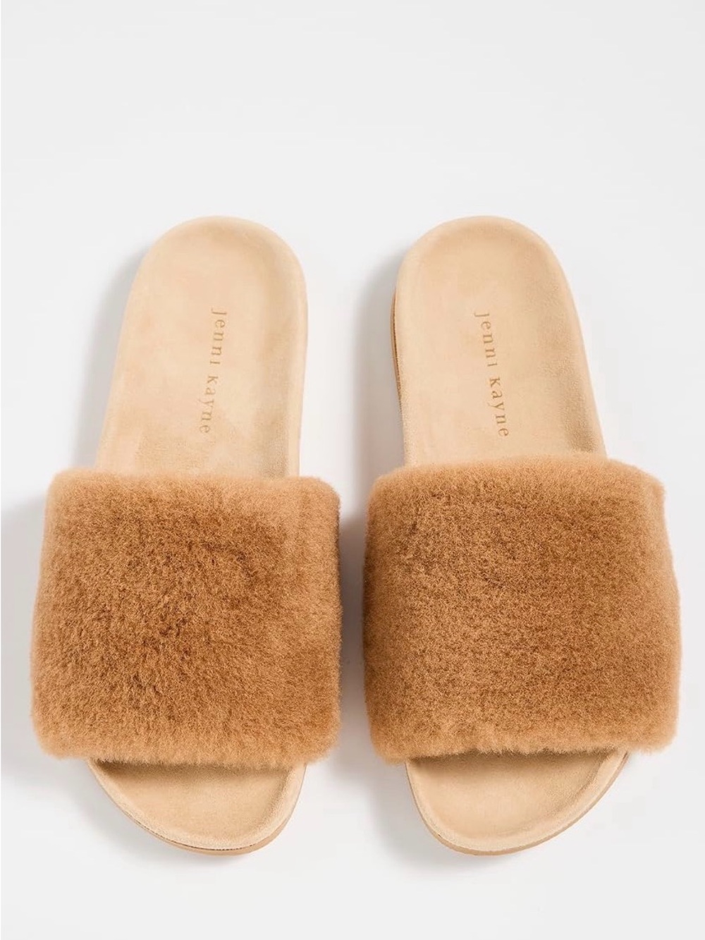 Jenni Kayne Tan Fuzzy Slide Sandals